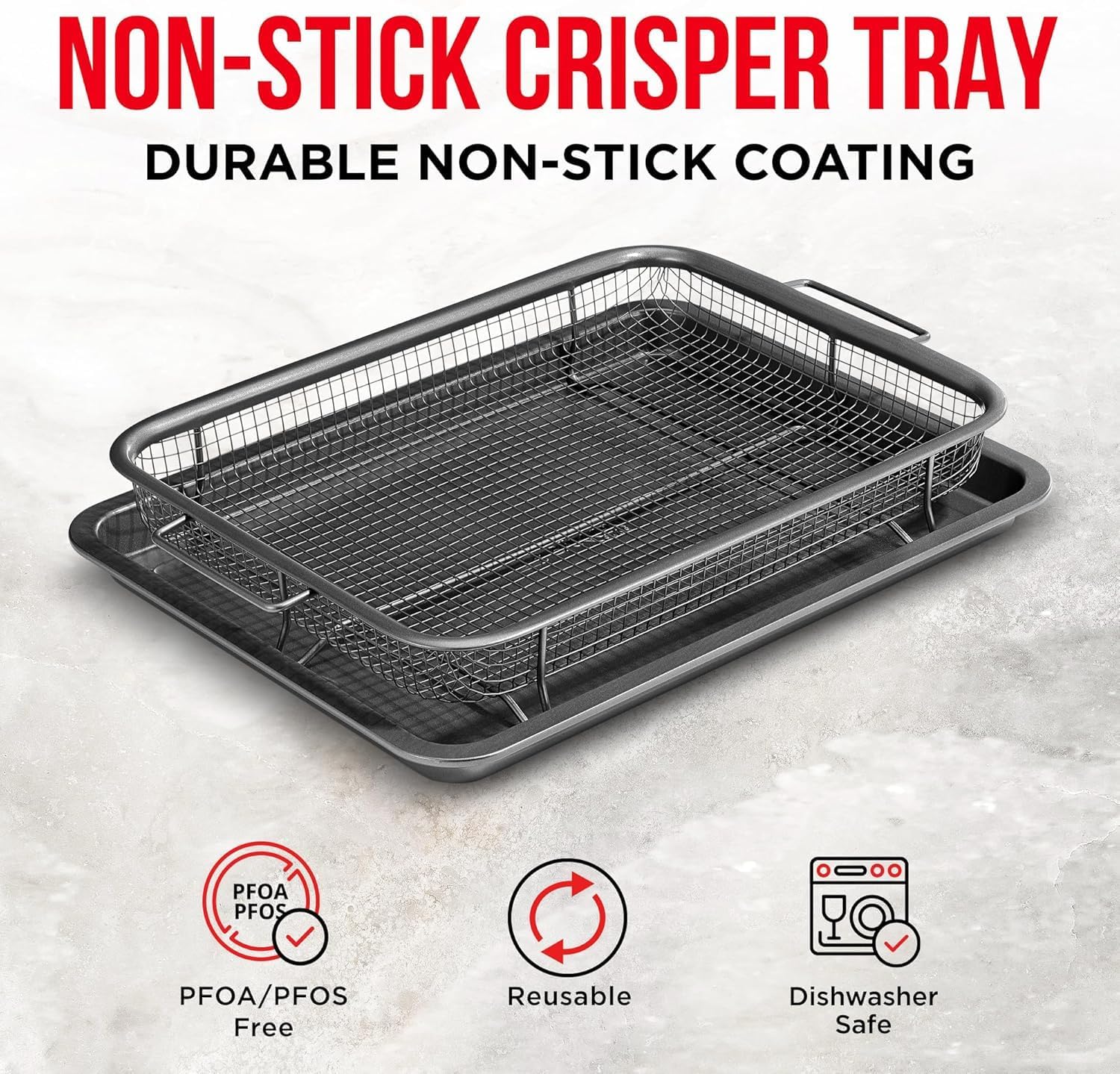 Buy HEVASNEK Air Fryer Tray, 2 in 1 Nonstick Crisper Air Fry